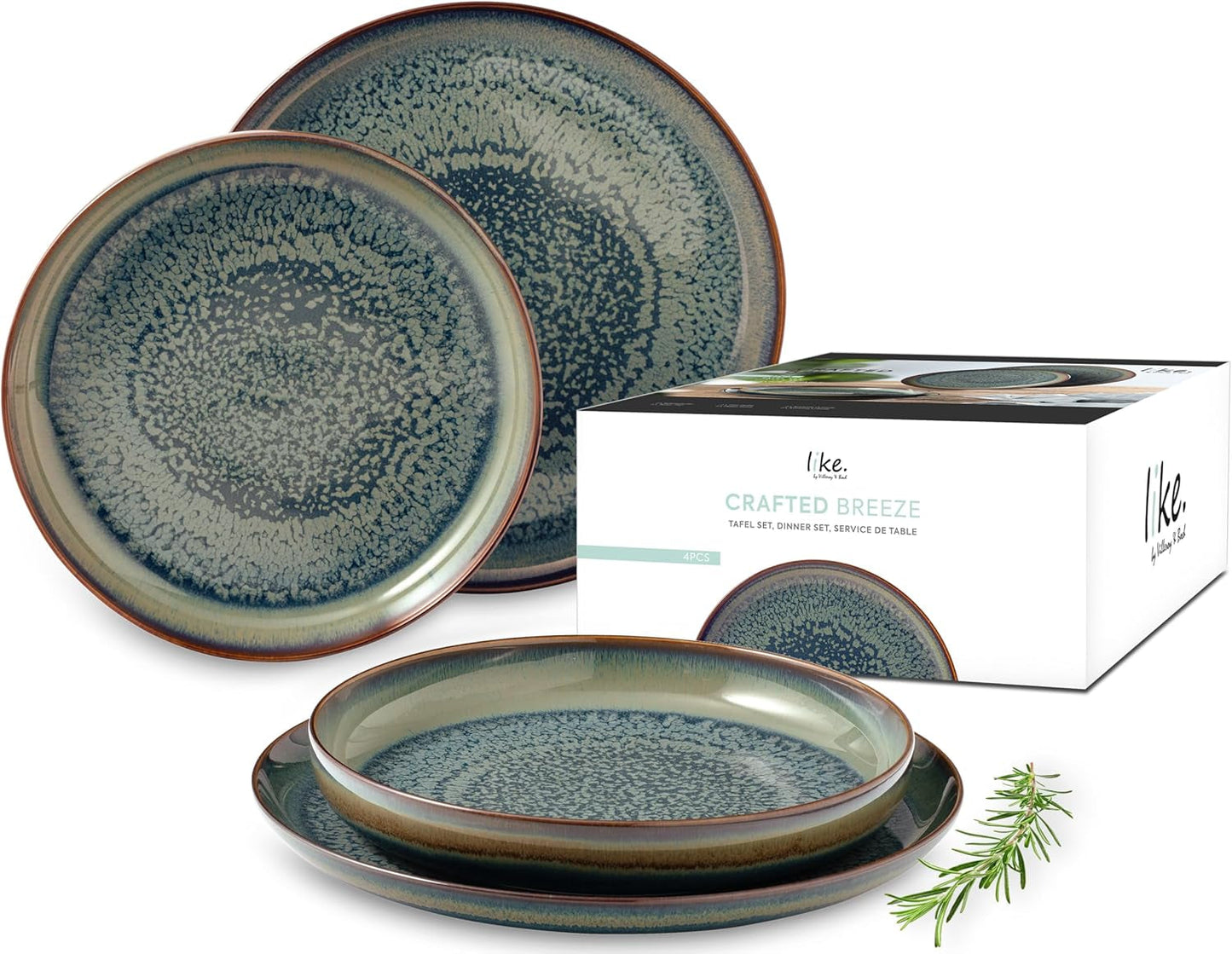 Sada nádobí Crafted Breeze od Villeroy & Boch, 4 kusy, pro 2, zelená