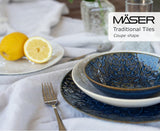 MÄSER 935079 Moderní vintage sada nádobí pro 2, maurský design, 8dílný stolní servis, vysoce kvalitní keramické talíře a misky, kamenina, bílá