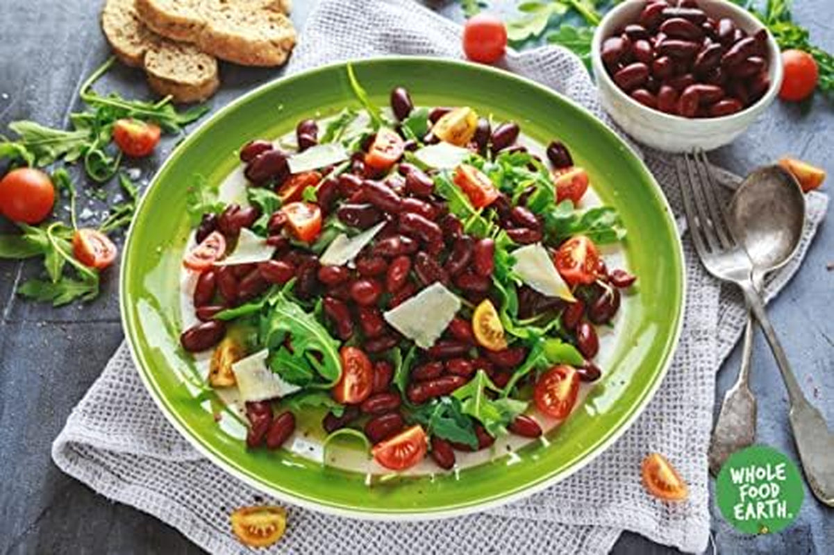 Červené fazole Wholefood Earth Organic 1kg Raw | Vegan | Bez GMO | Tmavě červená | Bohaté na vlákninu | Bohaté na bílkoviny | Certifikované organické