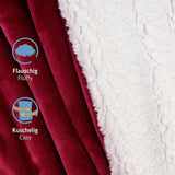Komfortec útulná deka 150X200 Cm, Öko-Tex certifikovaná chlupatá deka, hřejivá sherpa deka na pohovku, silná deka na pohovku, vínová Postele a přikrývky Besuche den Komfortec-Store