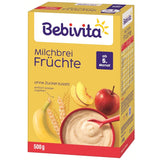 Mléčná kaše s ovocem (4x500g), od 5 měsíců, bez přidaného cukru, s cennými minerály a vitamíny, velmi zasytí