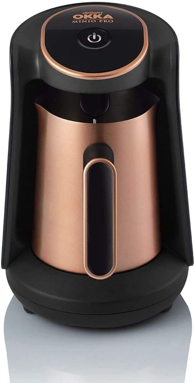 Turecký kávovar Arzum Okka Minio, moka, 1-4 šálky, 300 ml nerezová konvička, ochrana proti rozlití, chytrý systém vaření, omyvatelná konvička, 480 W, měď