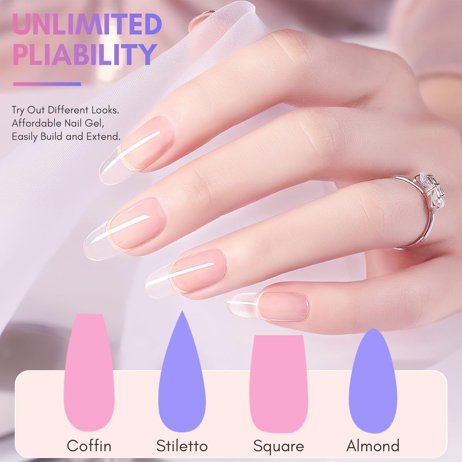 Makartt Poly Gel na prodlužování nehtů - 50 ML Extension Builder Akryl Poly Nägel Aufbaugel Extender Gel Für Gelnägel Für Nagelverlängerung, Nagelstärkung, Nail Art Dekoration (Transparent)