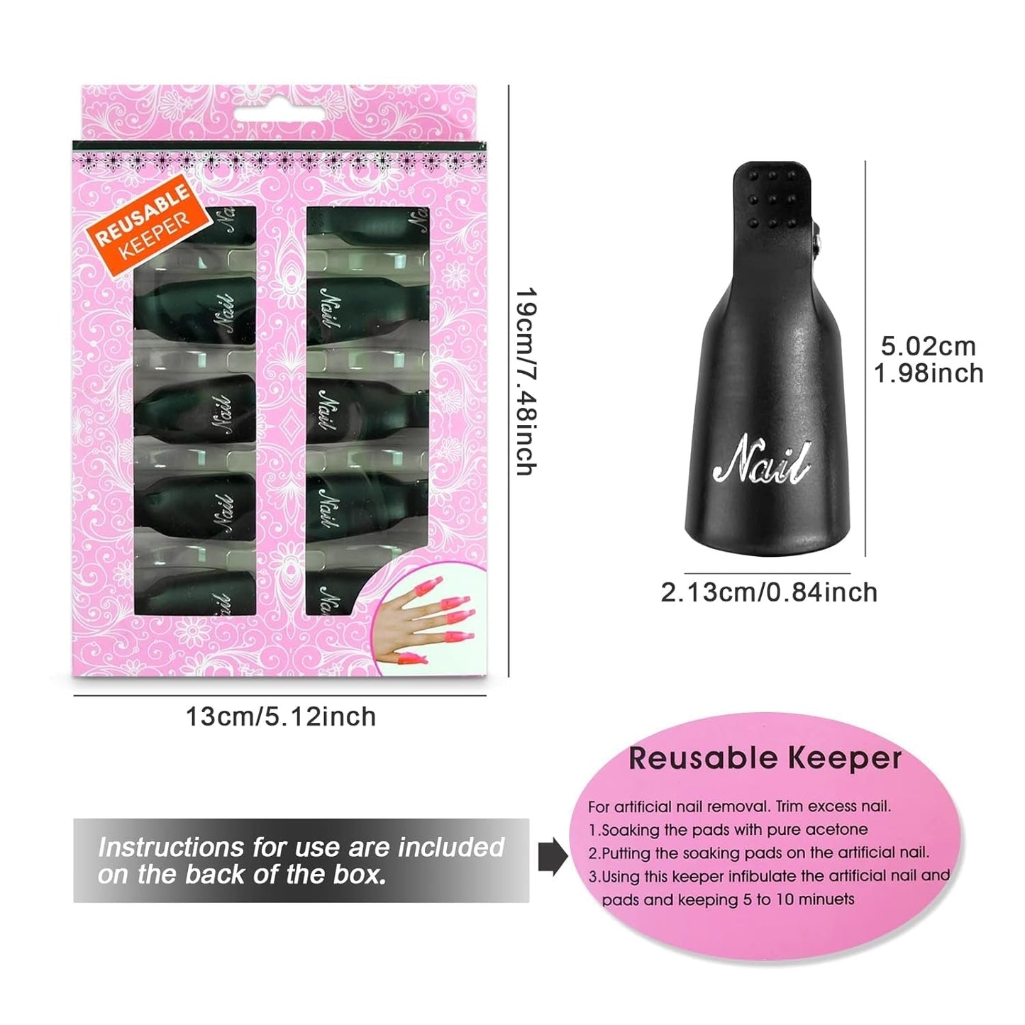 Hanyousheng Nagellackentferner Clips, Nagel Clips, 10 Stück Schwarz Nagelclips, Nagel Klammer, Nails Art ​Gel Cap, Soak off Clip Cap UV Gel Poliermittel Entferner Wrap Nail Tool
