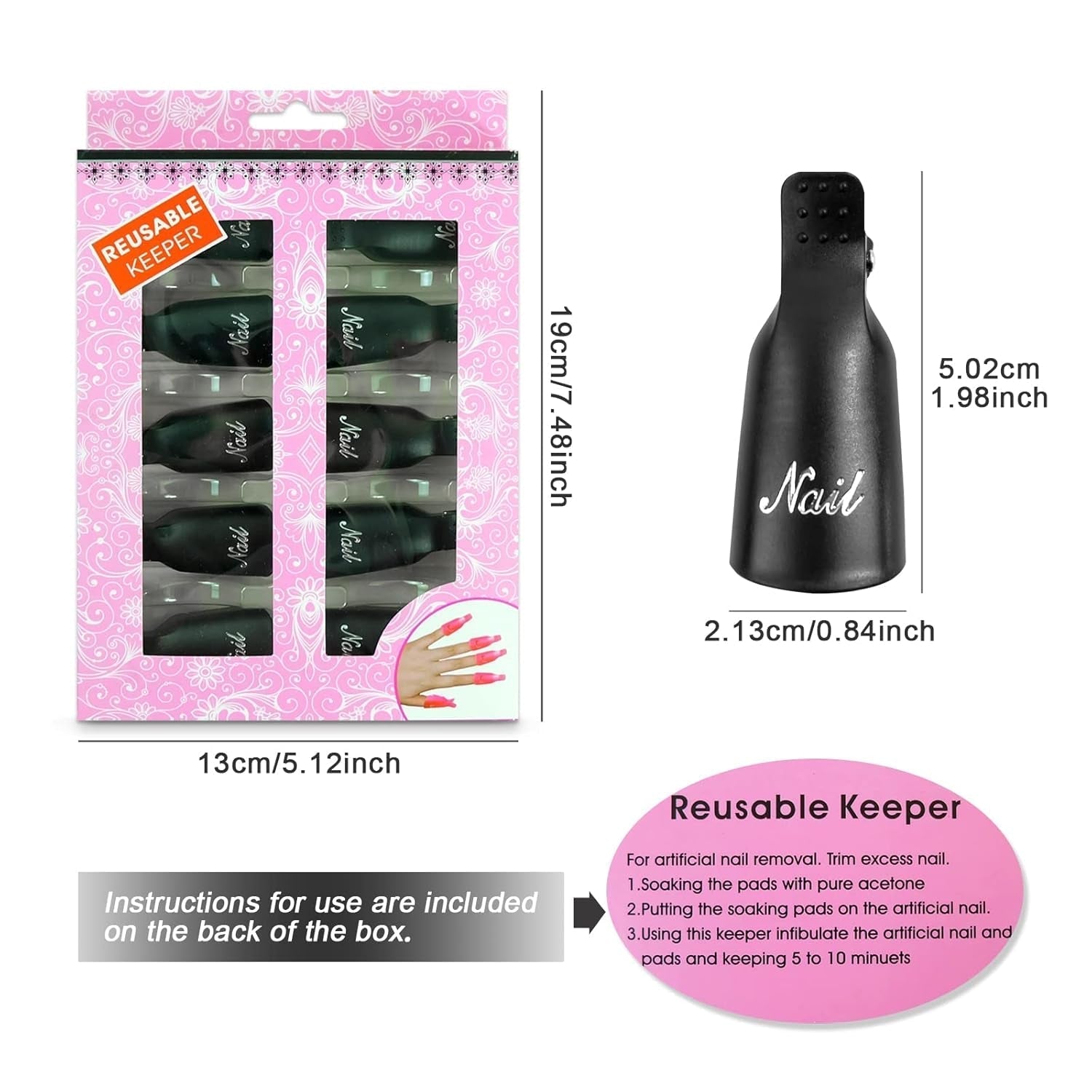 Hanyousheng Nagellackentferner Clips, Nagel Clips, 10 Stück Schwarz Nagelclips, Nagel Klammer, Nails Art ​Gel Cap, Soak off Clip Cap UV Gel Poliermittel Entferner Wrap Nail Tool