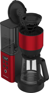 Digitální espresso kávovar s filtrem GRUNDIG KM8440, červený, 1000 W, 1,25 litru