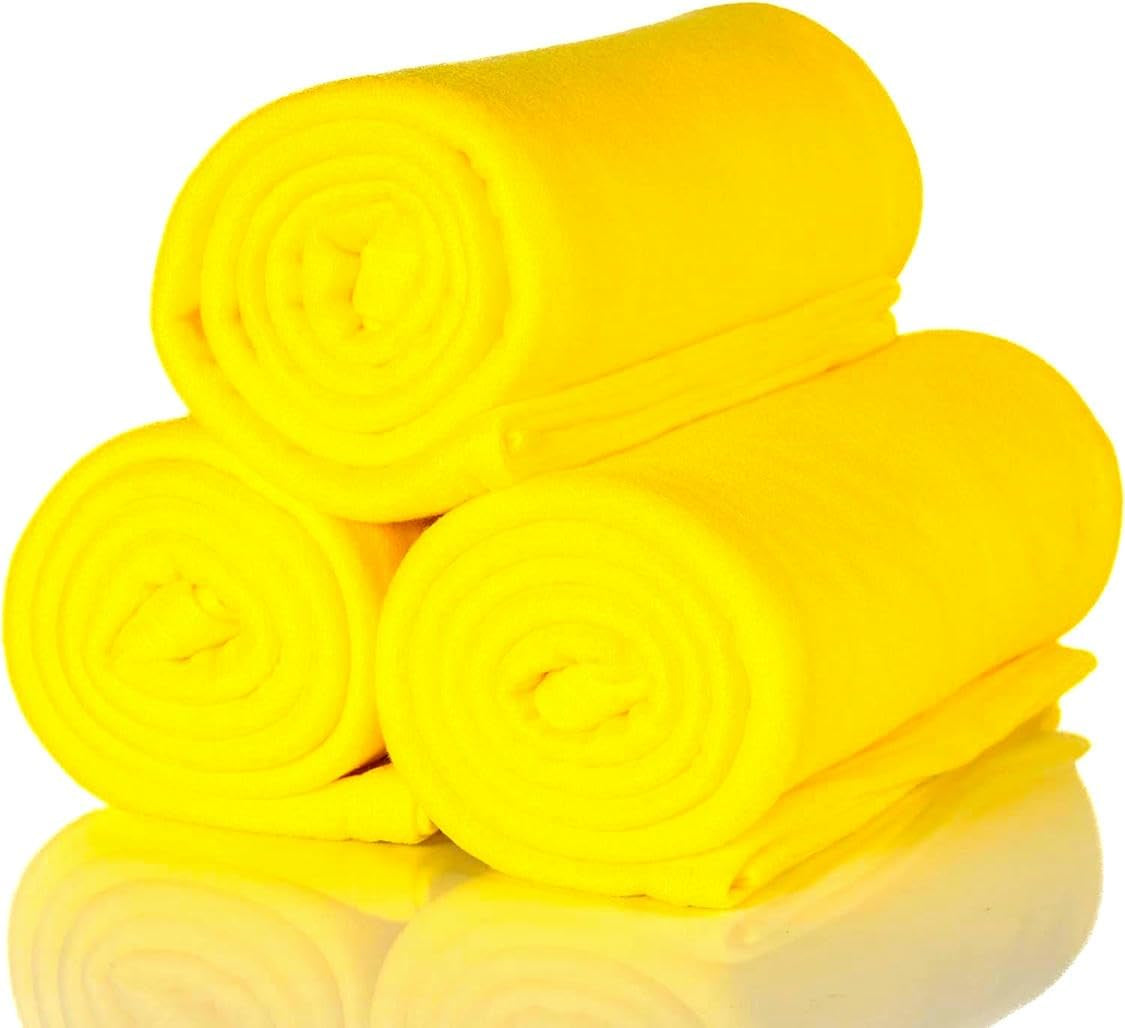 ALCLEAR 3 kusy fleecové přikrývky Oeko Tex, barva: antracit, velký rozměr 130X160 Cm, přes 200 G/M2, deka na pohovku deka do obývacího pokoje, pikniková deka na pohovku deka Postele a přikrývky Besuche den ALCLEAR-Store Yellow 3 kusy 130X160 Cm