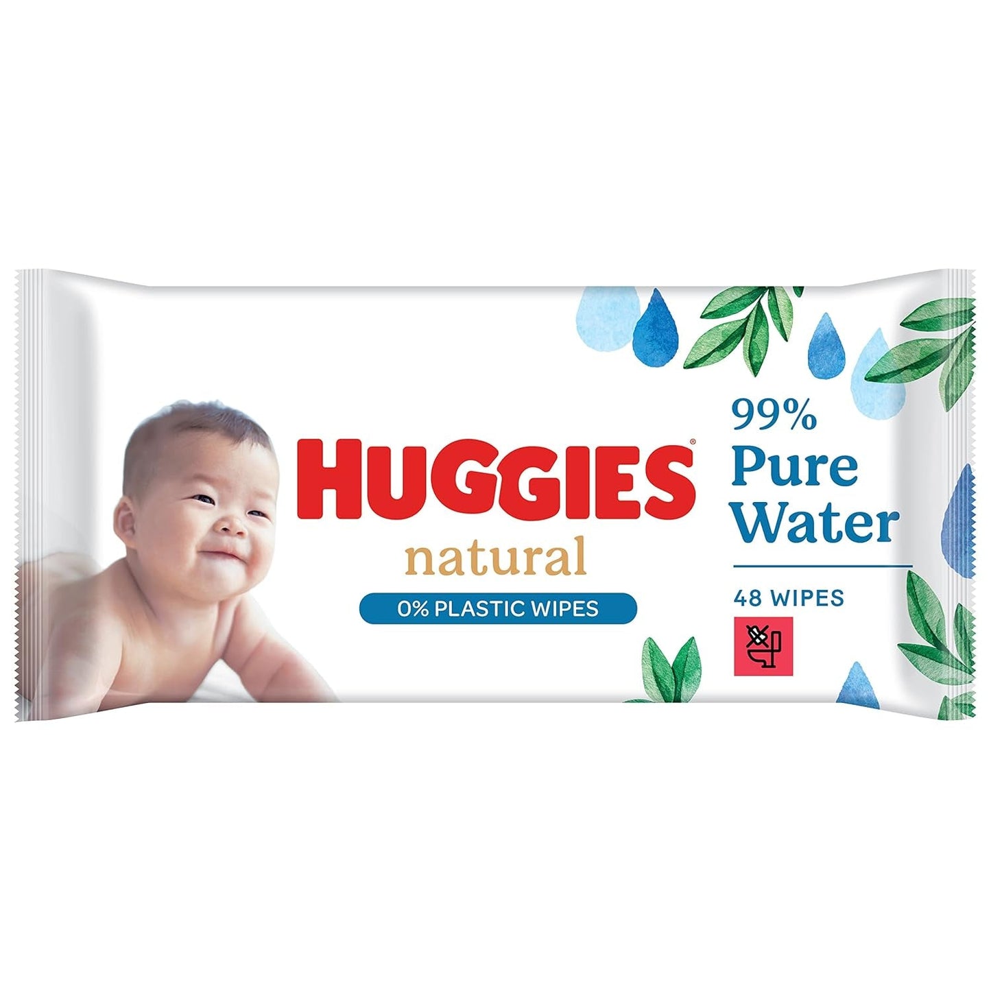 Huggies přirozeně biologicky odbouratelné vlhčené ubrousky pro citlivá miminka, 8 x 48 ubrousků, hromadné balení