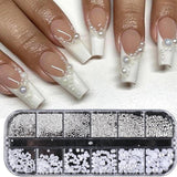 GZSY Nail Art Strasssteine ​​​​Nagel Perlen Weiß 12 Raster Nagel Charms Nageldesign Zubehör Perle Nail Art