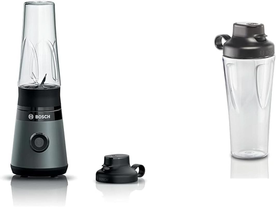 Bosch Mini-stojanový mixér Vitapower Serie 2 MMB2111S, vysokorychlostní mixér, Bis Zu 40 000 ot./min., Tritan Togo-Flasche 0,6 l, Trinkdeckel, Bruchsicher, Spülmasch.Geeignete Teile, 450W, Kuchyně SilbertyberShop-SchwarzF značky Silbertyber-SchwarzF