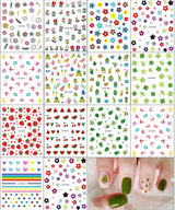 JMEOWIO Süße Nagelsticker Für Kinder 14 Blatt Nail Art Sticker Selbtklebend Nagelaufkleber Regenbogen Blumen Frucht Dekoration Nageldesign Zubehör