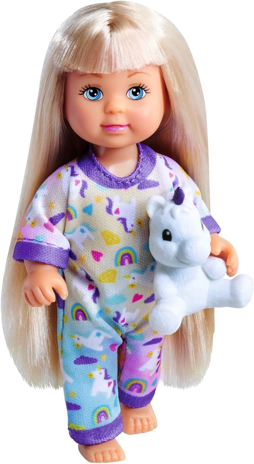 Pyžamo Simba Evi Love, 3 různé barvy, odesláno pouze jedno zboží, panenka v roztomilém pyžamu s plyšovou hračkou Unicorn, hrací panenka 12 cm, věk 3+