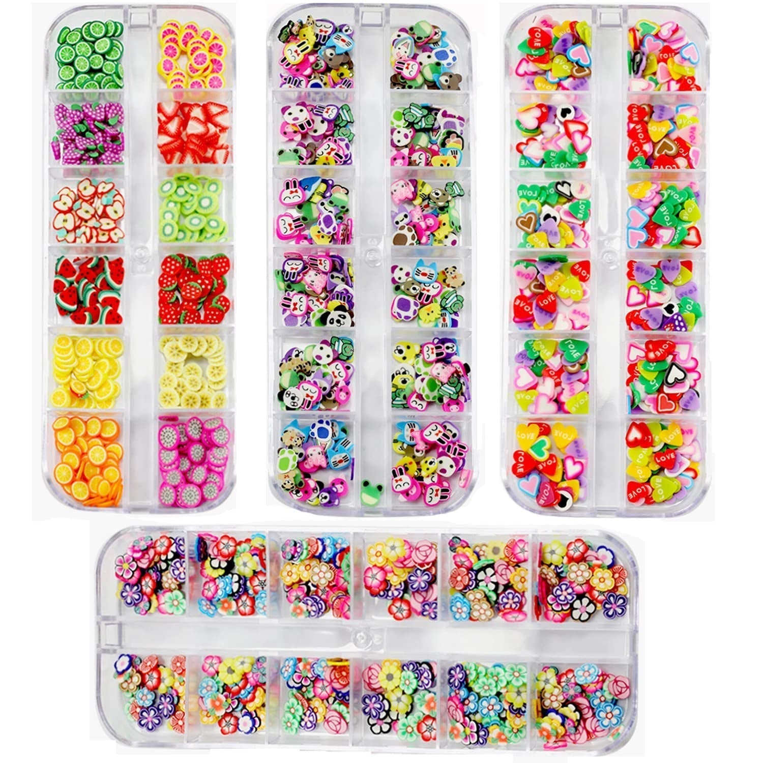 4 sada Nagel Obst Scheiben, Basicon Niedliche Obst Polymer Scheiben Obst Scheibe Nail Nagel 3D Obstscheibe Nail Art Slice Für DIY Liefert Maniküre Dekoration Schleim Zubehör Nageldekorationen, 4 Stile