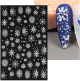 JMEOWIO Nálepka na nehty Weihnachten Weiß Glitter 8 Blatt Nálepka na nehty Selbtklebend Nagelaufkleber Schneeflocke Zimní dovolená Dekorace Nageldesign Zubehör