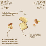 Schogetten Blonde Mandle | Bílá čokoláda s karamelem a kousky mandlí | 100 g | Pohodlně porcované (balení po 2 kusech)