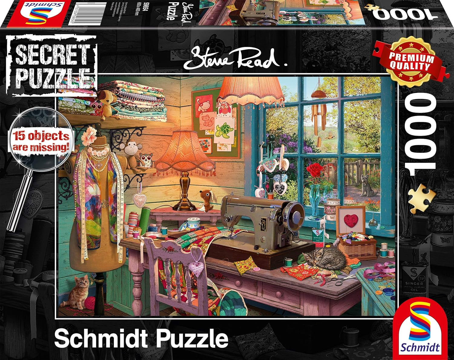 Schmidt Spiele 59654 Tajné puzzle, V šicí místnosti, puzzle 1000 dílků Puzzle Naty Shop Výchozí název
