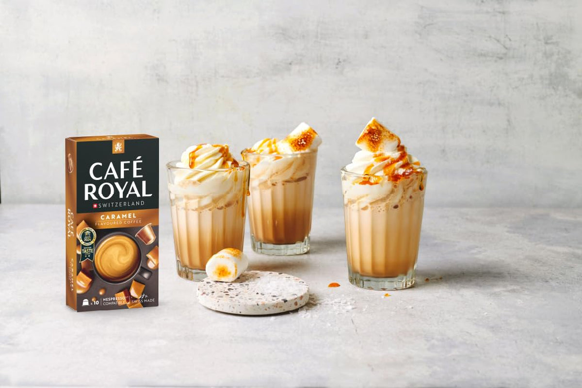 Café Royal Kaffee s karamelovou příchutí – Kaffeekapseln kompatibilní s Nespresso®, krémová, helle Röstung, 100 % Arabica, Rainforest Alliance, 100 Kapseln