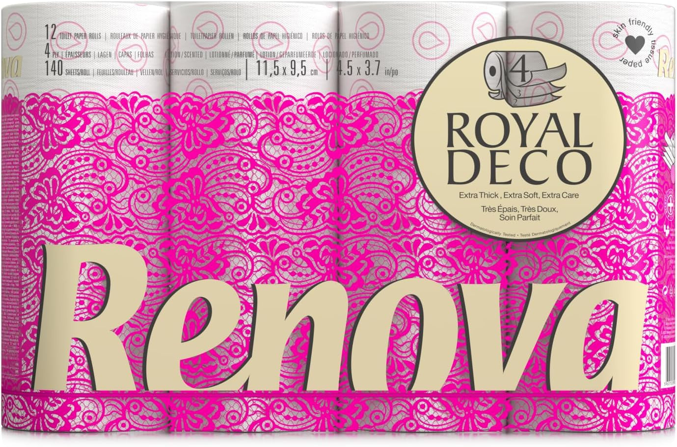 Toaletní papír Renova 4 vrstvy bíle zdobený vonný - 12 roliček role Blanco Decorado Perfumado