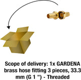 Gardena mosazná hadicová armatura, 3 kusy: hadicová prodlužovací armatura, 33,3 mm (G 1 palec) závit, pro 19 mm (3/4 palce) hadice (7152-20)