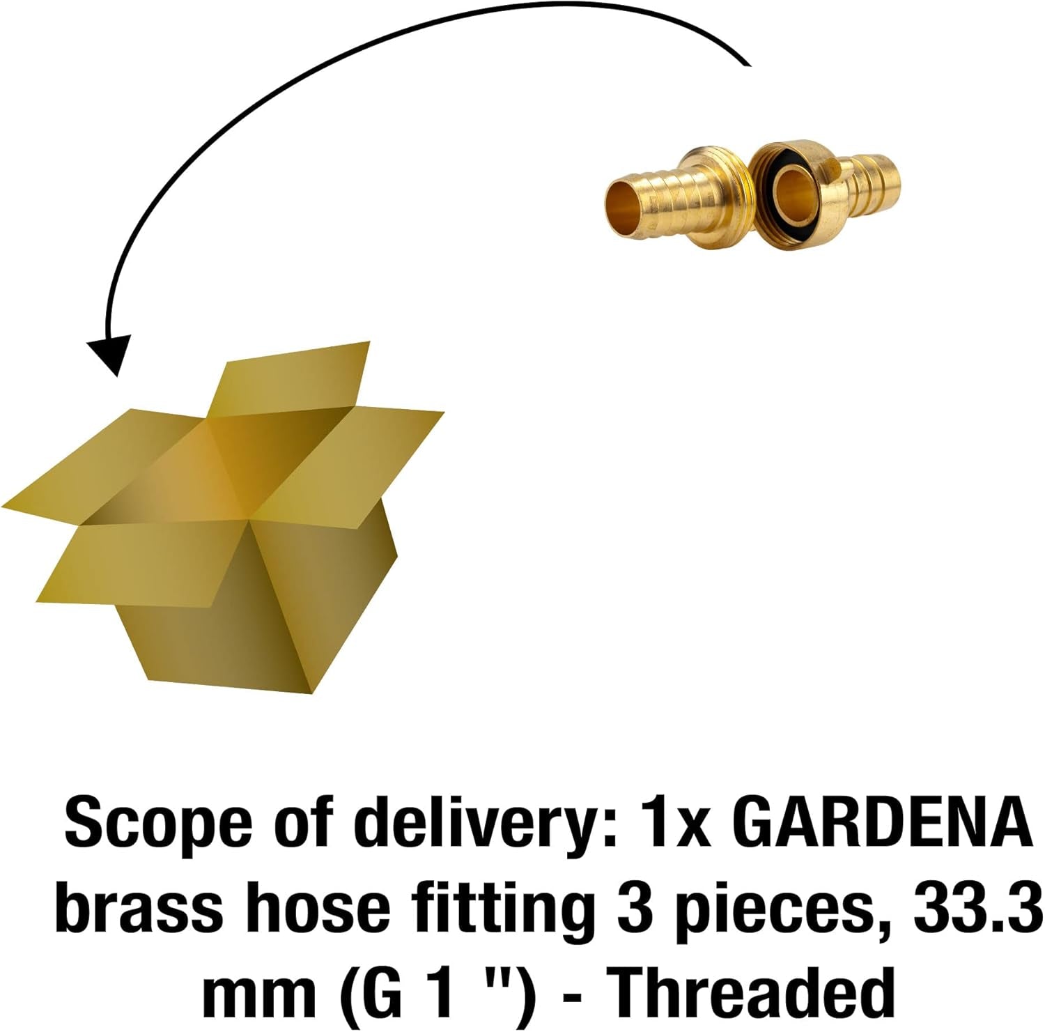 Gardena mosazná hadicová armatura, 3 kusy: hadicová prodlužovací armatura, 33,3 mm (G 1 palec) závit, pro 19 mm (3/4 palce) hadice (7152-20)