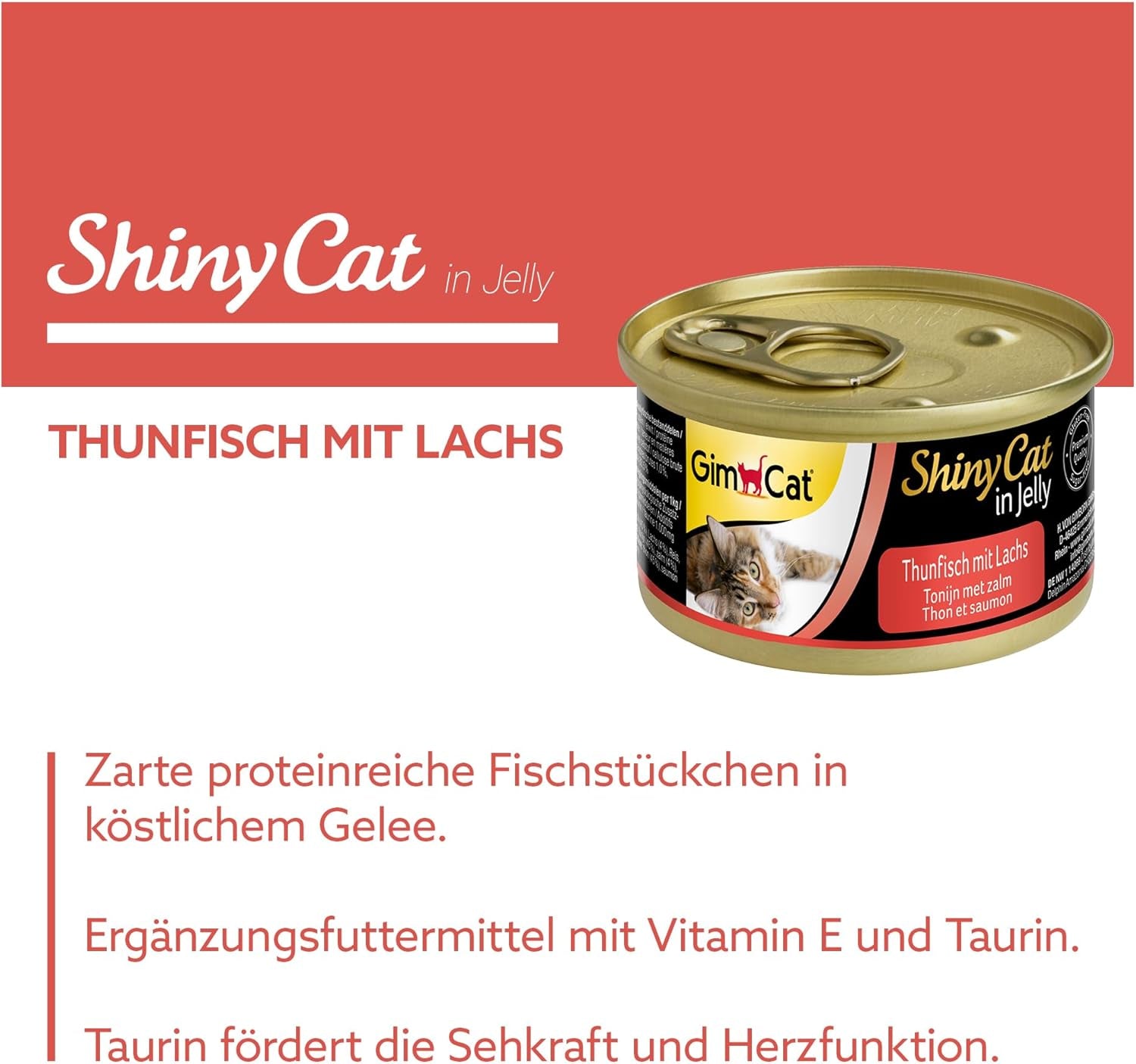 GimCat ShinyCat in Jelly Thunfisch mit Lachs - Nassfutter mit Fisch und Taurin für Katzen - 24 dávek (24 x 70 g)