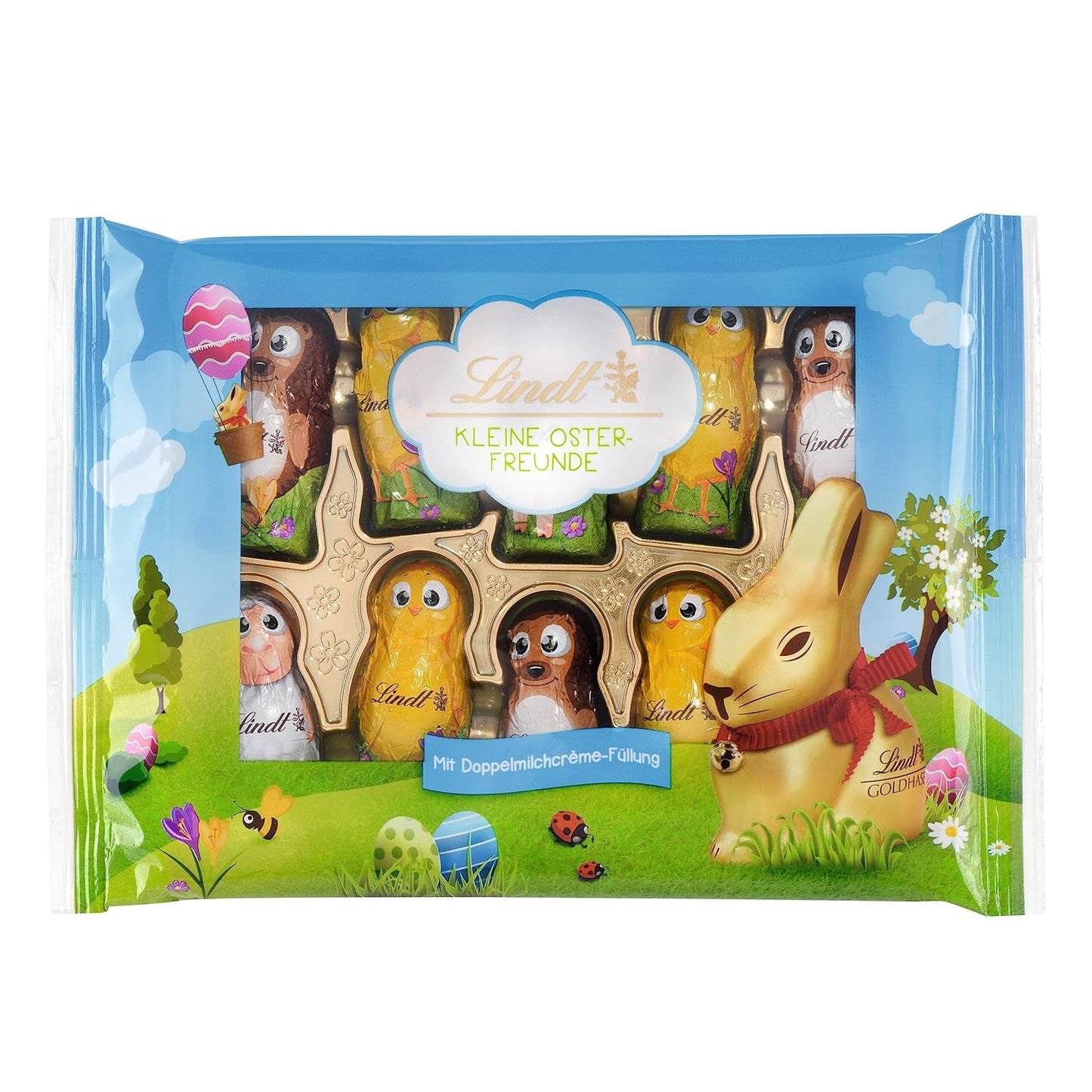 Lindt Malí velikonoční přátelé s čokoládou | 2 x 100 g | 10 Fun Lindt Easter Friends | Jemný dvojitý mléčný krém v alpské mléčné čokoládě | Velikonoční vajíčka pro děti | Dárek z čokolády