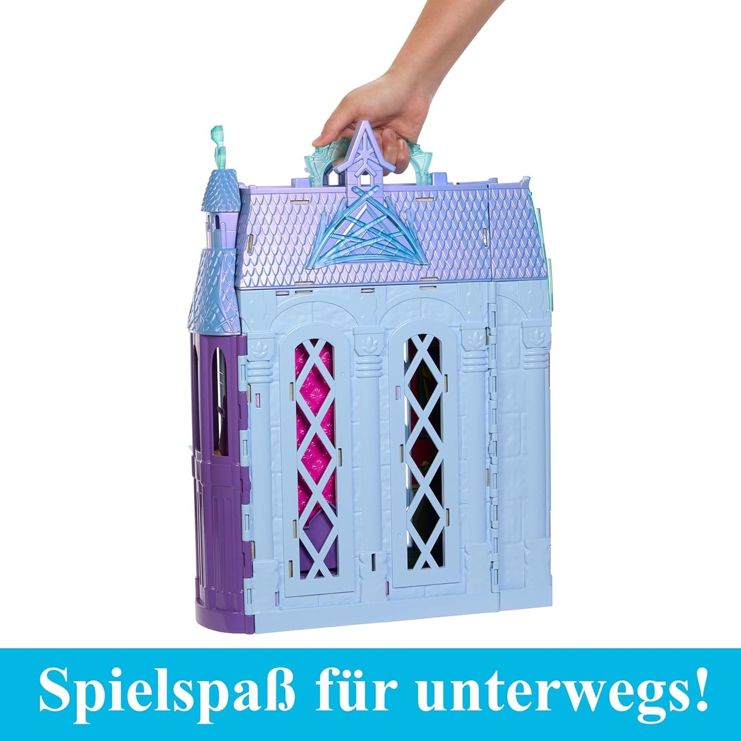Mattel Disney Frozen – domeček pro panenky Castle Arendelle (60 cm+) s panenkou Elsou, 4 hřišť a 15 kusy nábytku a doplňků Disney Frozen II, HLW61