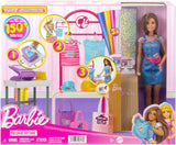 Barbie Fashion Boutique Playset – panenka s fóliovým vzorem, více než 150 originálních vzhledů, obsahuje 2 halenky a 5 fóliových listů, stojan na oblečení a čtečku kreditních karet, věk 3+, HKT78