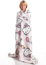 Přehoz Hello Kitty, růžový, měkká deka 130X170Cm, přehoz z mikrovlákna nebo přehoz na rozkládací pohovku. Kvalita s certifikátem Oekotex, Postele a deky Sanrio Besuche den Kanguru-Store
