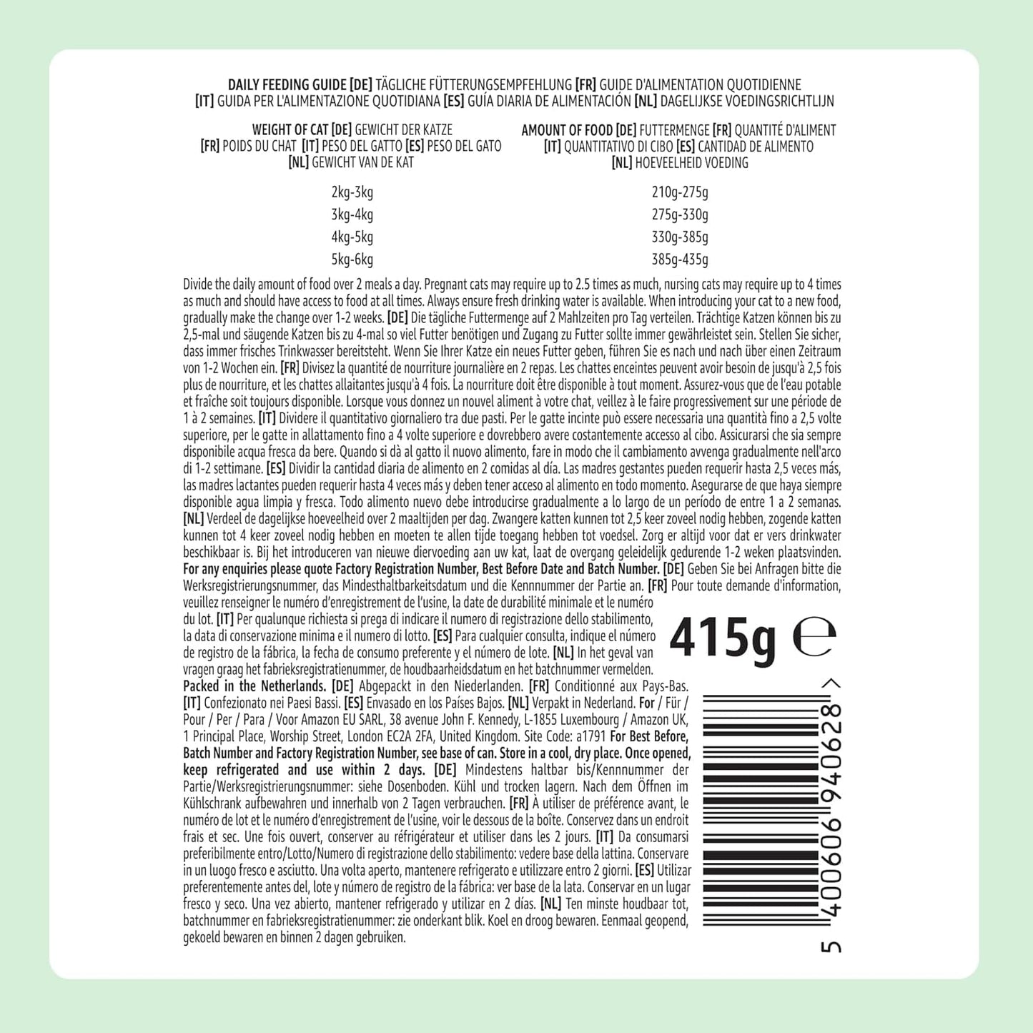 Amazon Grain Free Mokré krmivo pro kočky v konzervě kuřecí skvrny 12 x 400 g
