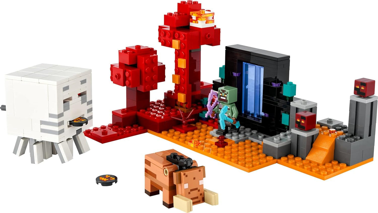 LEGO Minecraft Ambush na portálu Nether Herní hračka Nether pro děti s bojovými scénami a legendárními figurkami včetně strašidelného dárku pro hráče a chlapce a dívky 8 let staré 21255 Stavebnice Besuche den LEGO-Store