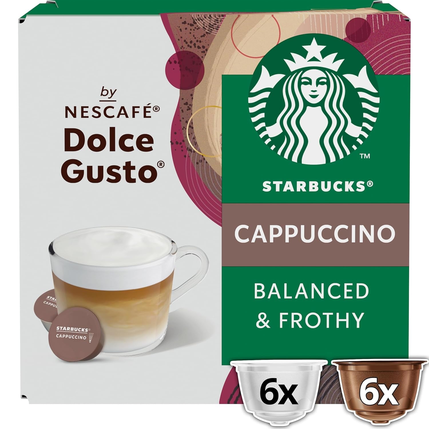 STARBUCKS Cappuccino od Nescafé Dolce Gusto Kaffeekapseln 6 x 12 (72 Kapseln)