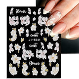 JMEOWIO 3D Nálepka na nehty Frühling Blume Nálepka na nehty Selbstklebend Nagelaufkleber 5D Stereoskopisch Buntes Letní Blumen Dekorace Nageldesign Zubehör 4 Blatt