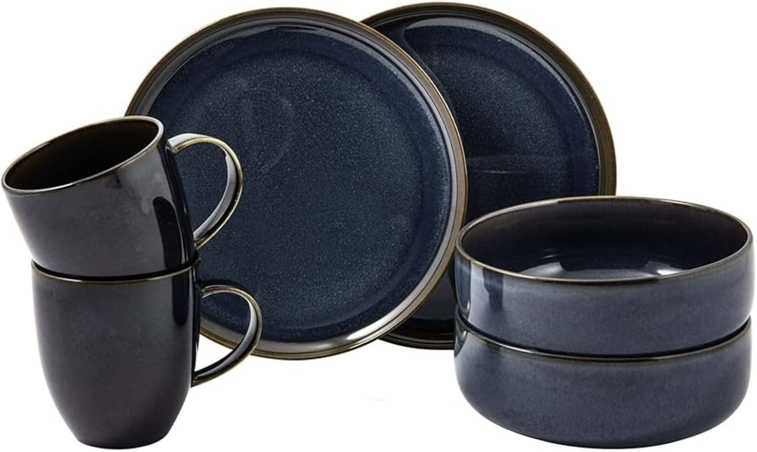 Villeroy & Boch Crafted Denim snídaňová sada, 6 kusů, pro 2 osoby, modrá