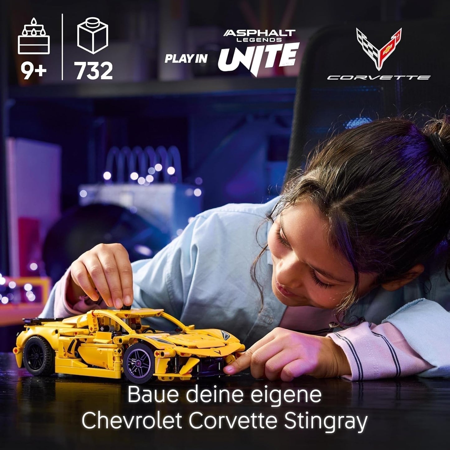 LEGO Technic Chevrolet Corvette Stingray - Sběratelská stavebnice - Sportovní autíčko - Model auta - Dárek pro 9leté chlapce a dívky, kteří milují autíčka 42205 Stavebnice Besuche den LEGO-Store