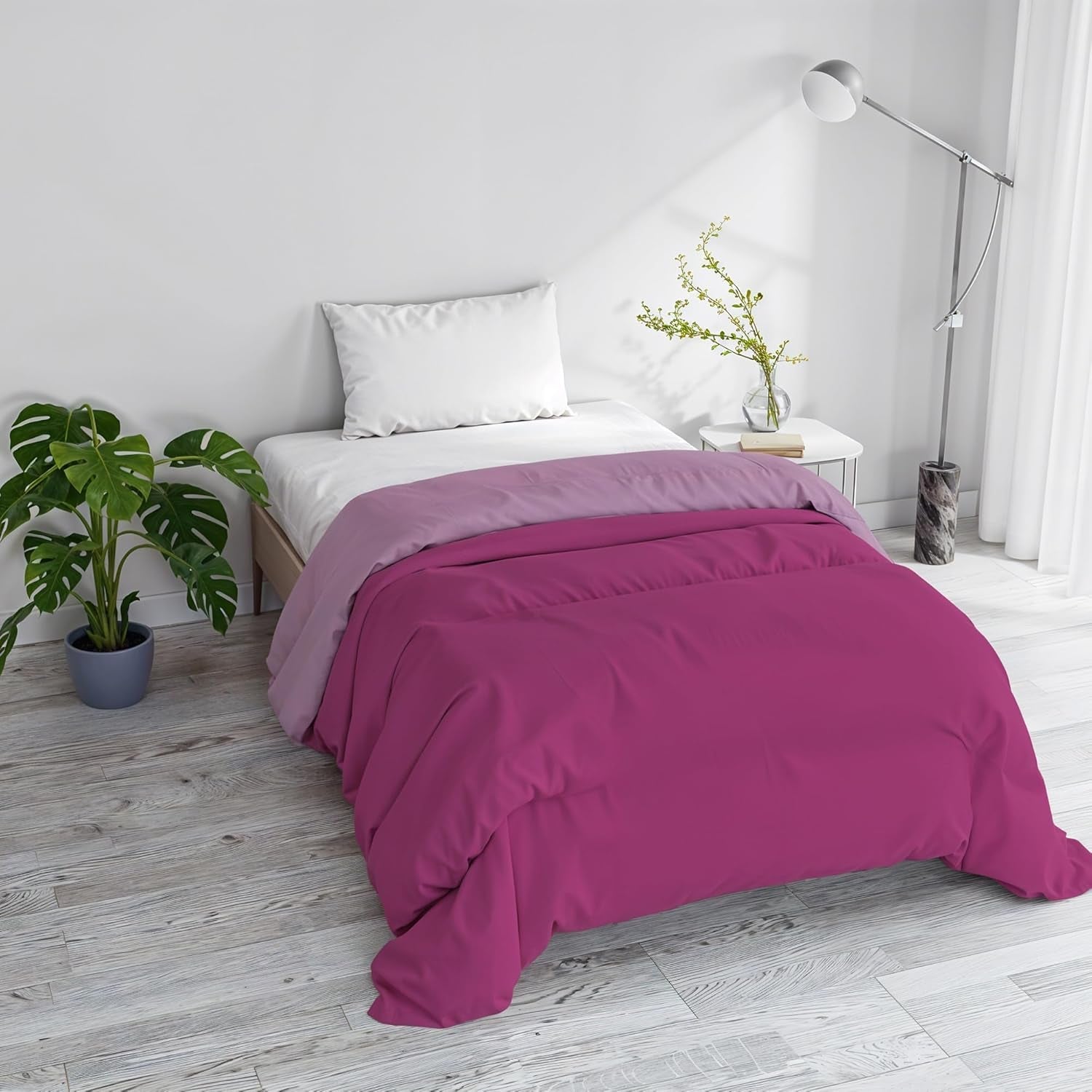 Základní zimní deka, hladká a vycpaná, tmavě zelená / krémová, 200X245Cm Naty Shop přikrývky a přikrývky Fuchsia/Lilac 200X245Cm