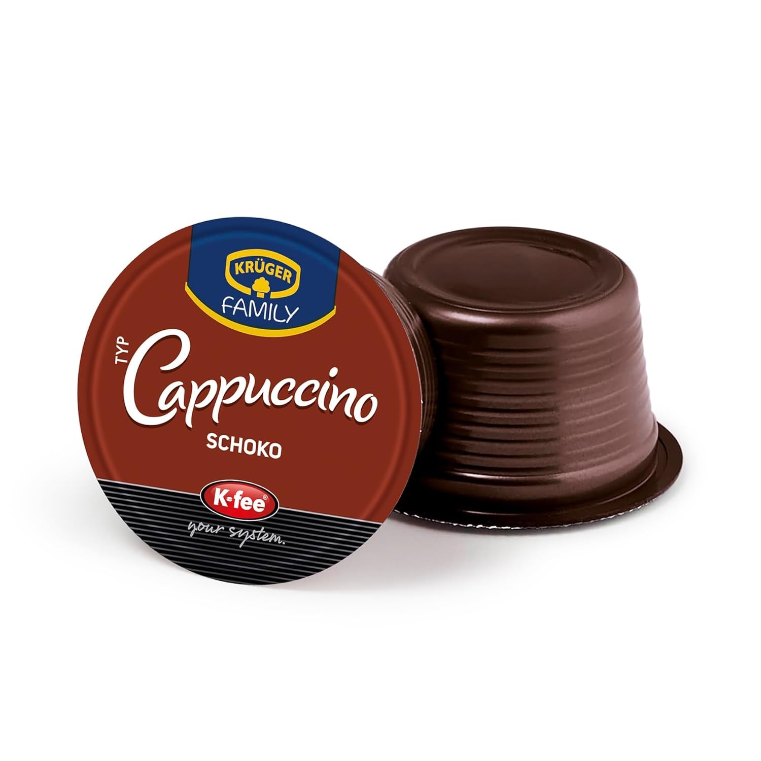 Kapsle KRÜGER Cappuccino Schoko Coffee, kompatibilní s K-fee a ALDI EXPRESSI* Kapselmaschinen, ochucená instantní káva, 96 kapslí