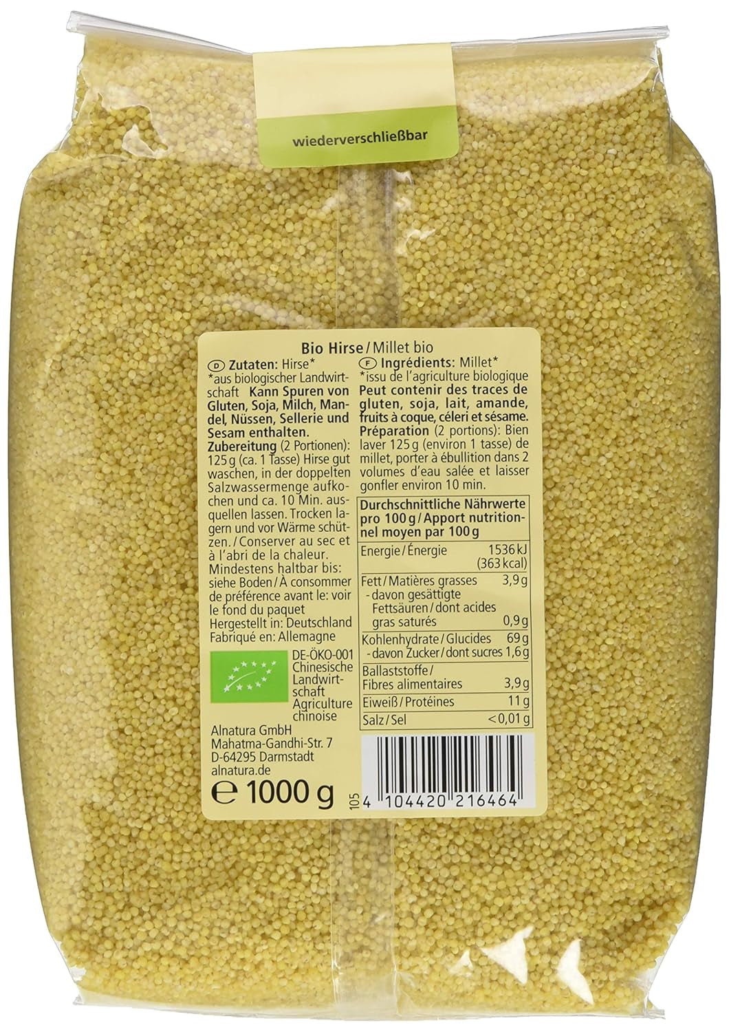Balení celých jáhel 1 kg