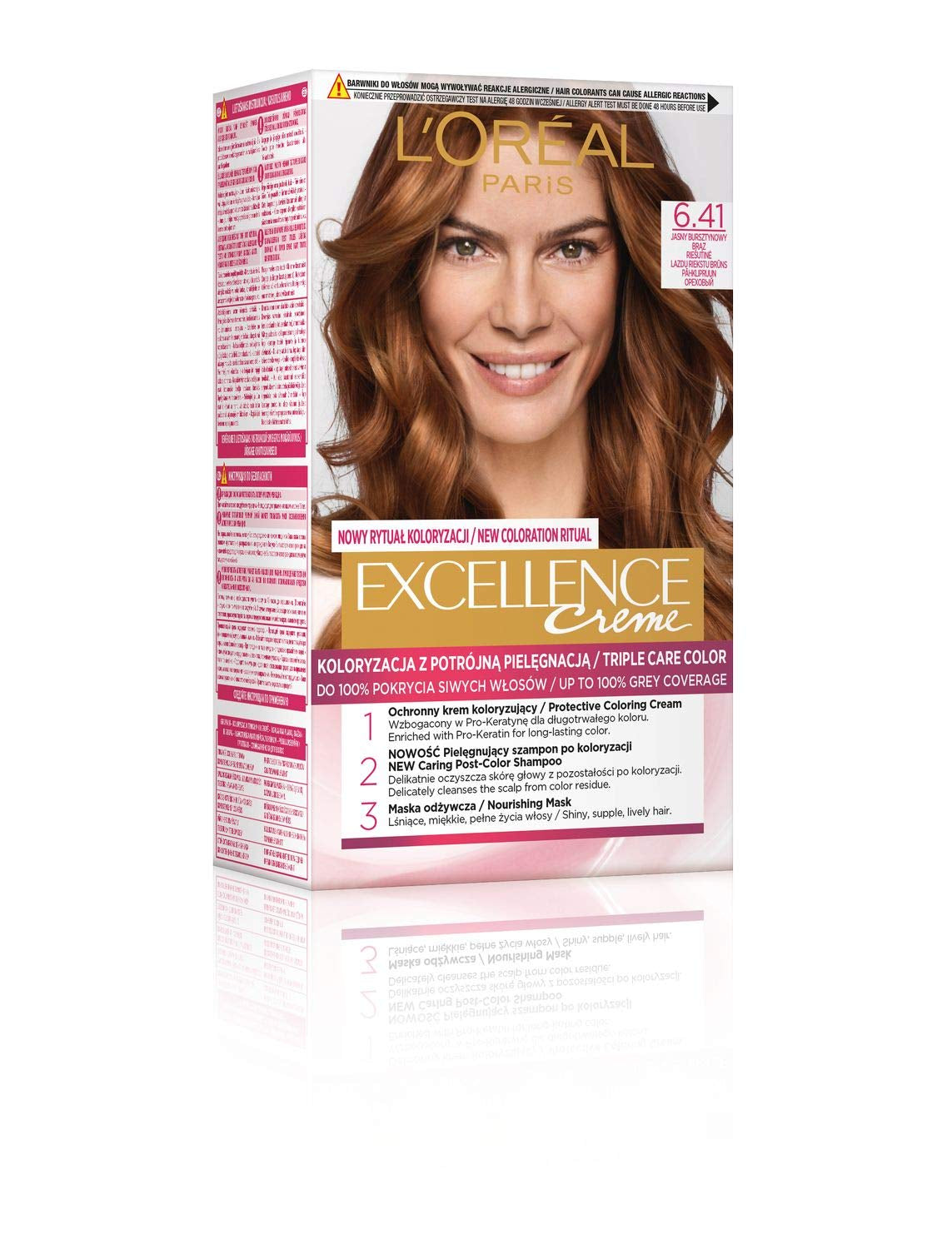 Barva na vlasy L'Oréal Paris Excellence 6.41 - světle jantarová bronzová Naty Shop barva na vlasy 6.41 světle jantarová bronzová