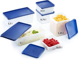 Westmark 4 dózy na potraviny/mrazáky, včetně víka, objem: 0,25 l, stohovatelné, plast, Trio, barva: transparentní/modrá, 25042270 Dózy na potraviny Naty Shop
