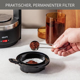 Espresso kávovar Krups T8, 850 W, Automatické vypnutí, 8-12 šálků, Kapacita 1 l, Permanentní filtr, Osvětlený vypínač, Snadné použití, Černá, KM4689
