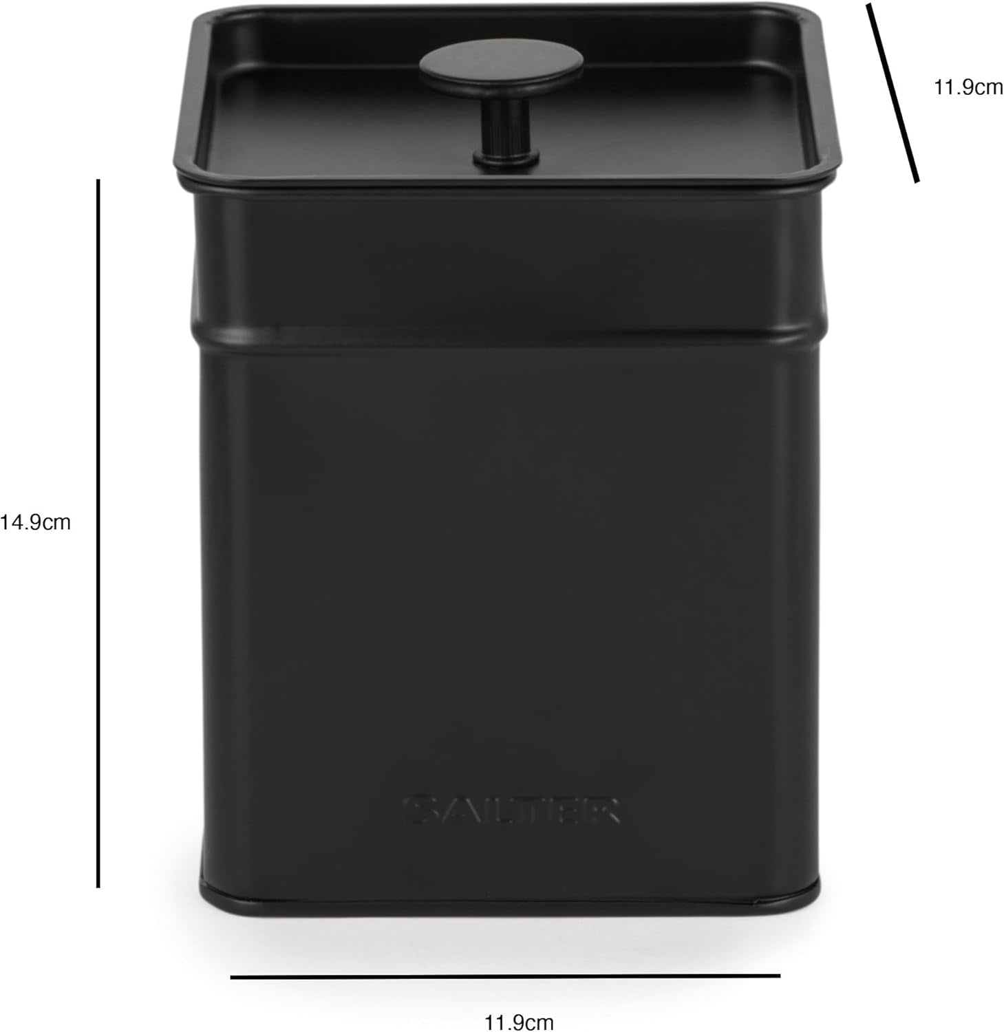 Salter BW12614EU7 Kuro sada úložných boxů – 4 kuchyňské dózy Organizérové boxy na chléb/čaj/kávu/cukr Snadné čištění Uchovávejte potraviny čerstvé Černé boxy na potraviny Naty Shop