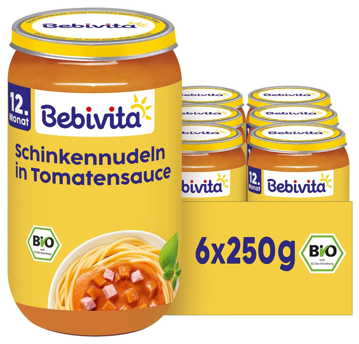Jídla od 12 měsíců: Šunka a těstoviny v rajčatové omáčce, 250 g, balení 6 ks (6 x 250 g)