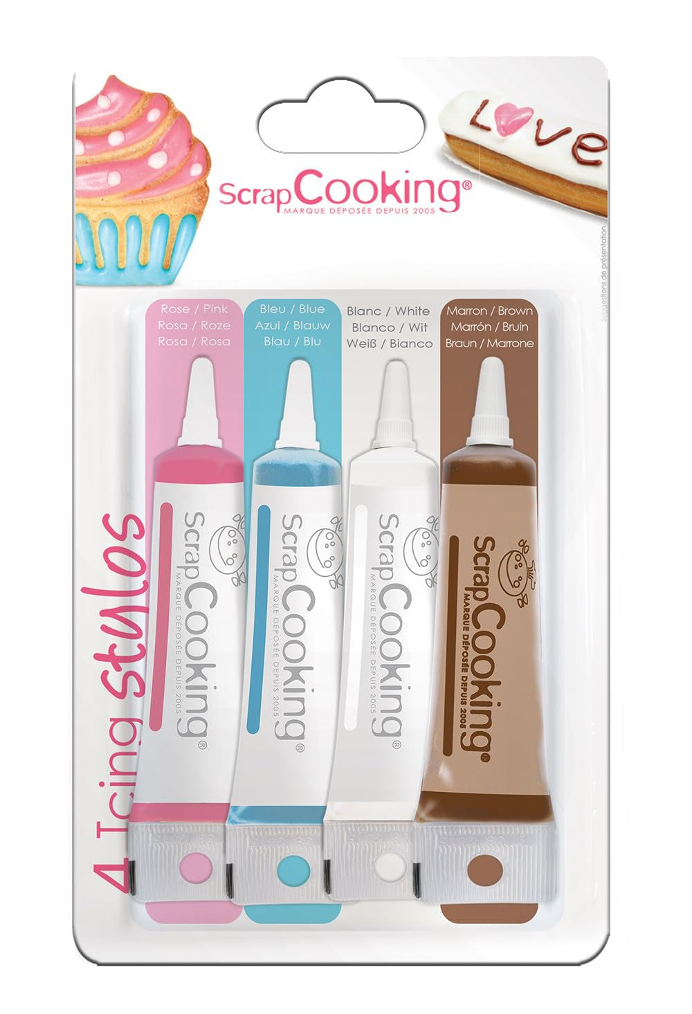 Scrapcooking - 4 dekorativní pera bílá, růžová, modrá, čokoládová 4X20G