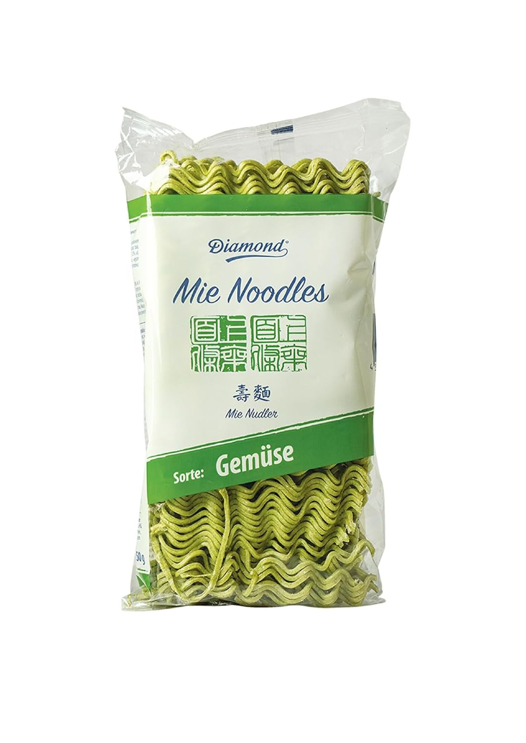 DIAMOND Mie zeleninové nudle, pšeničné nudle se zeleninovým práškem, bez vajec, rychlé a snadné, vegetariánské - 1 x 250 g