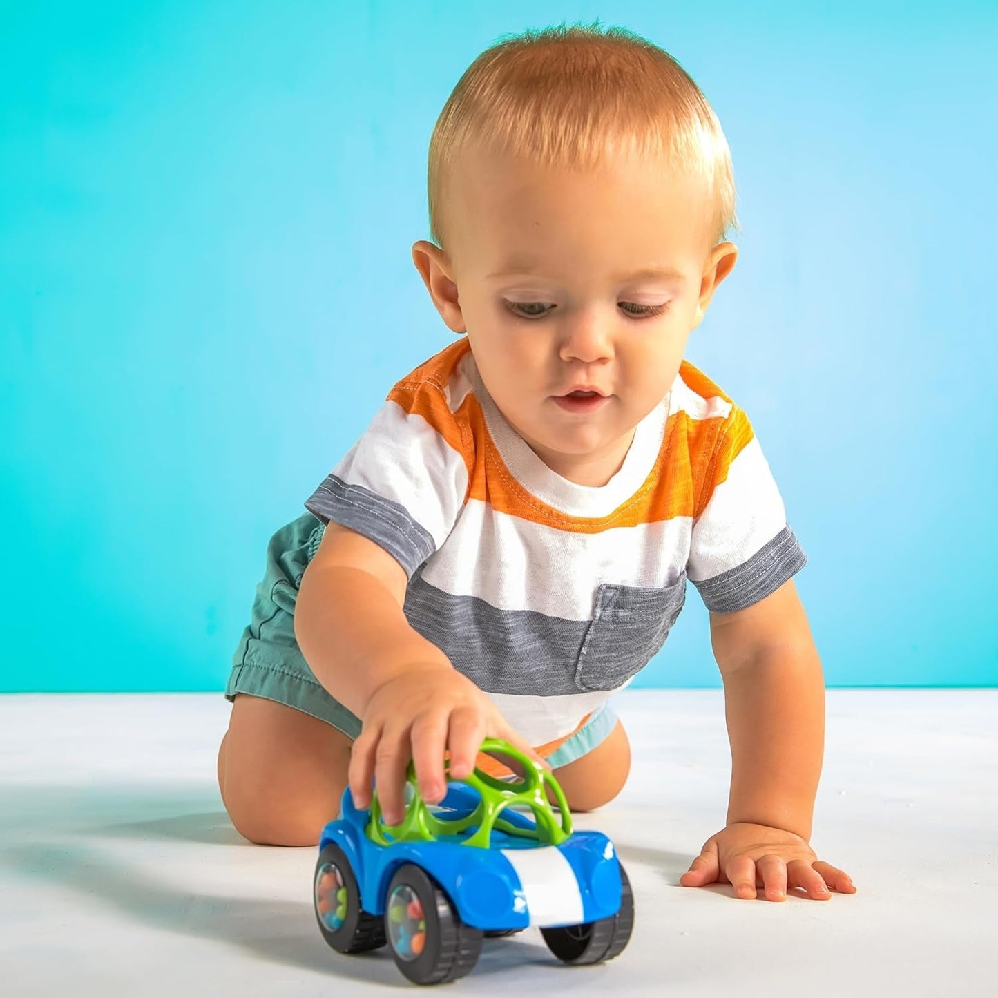 Bright Starts, Oball, Autíčko s chrastítkem, Green-Blue Baby Toys Naty Shop
