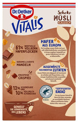 Oetker Vitalis Čokoládové müsli Classic: Snídaňové müsli s mléčnou a hořkou čokoládou, balení 7 ks (7 x 600 g)