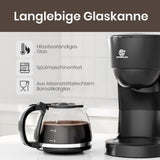Filtrační kávovar 1,25 l na 10 šálků filtrované kávy, skleněná karafa vhodná do myčky, termoska, systém proti odkapávání, automatické vypínání, 600 W, ochrana proti varu bez vody pro domácnost a kancelář