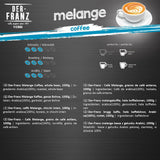 Káva Der-Franz Melange, Síla 3/5, 100% Arabica, celá kávová zrna, 4 x 1000 g