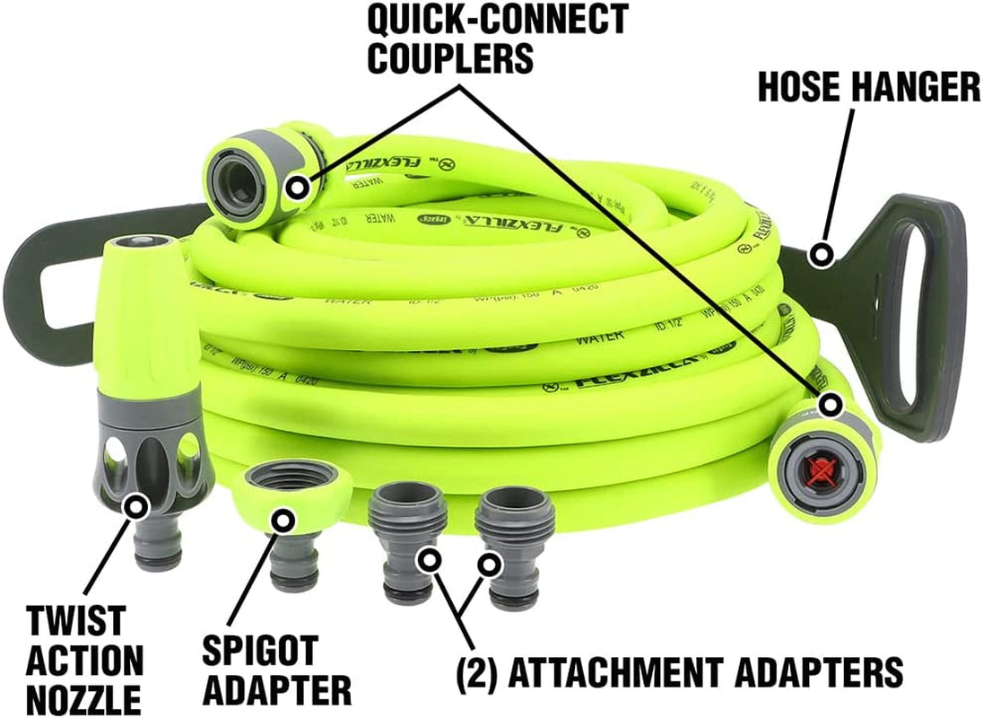 Sada zahradní hadice Quick Connect, 1/2 palce x 50 stop, odolná, lehká, vhodná pro pití – hfzg12050qn